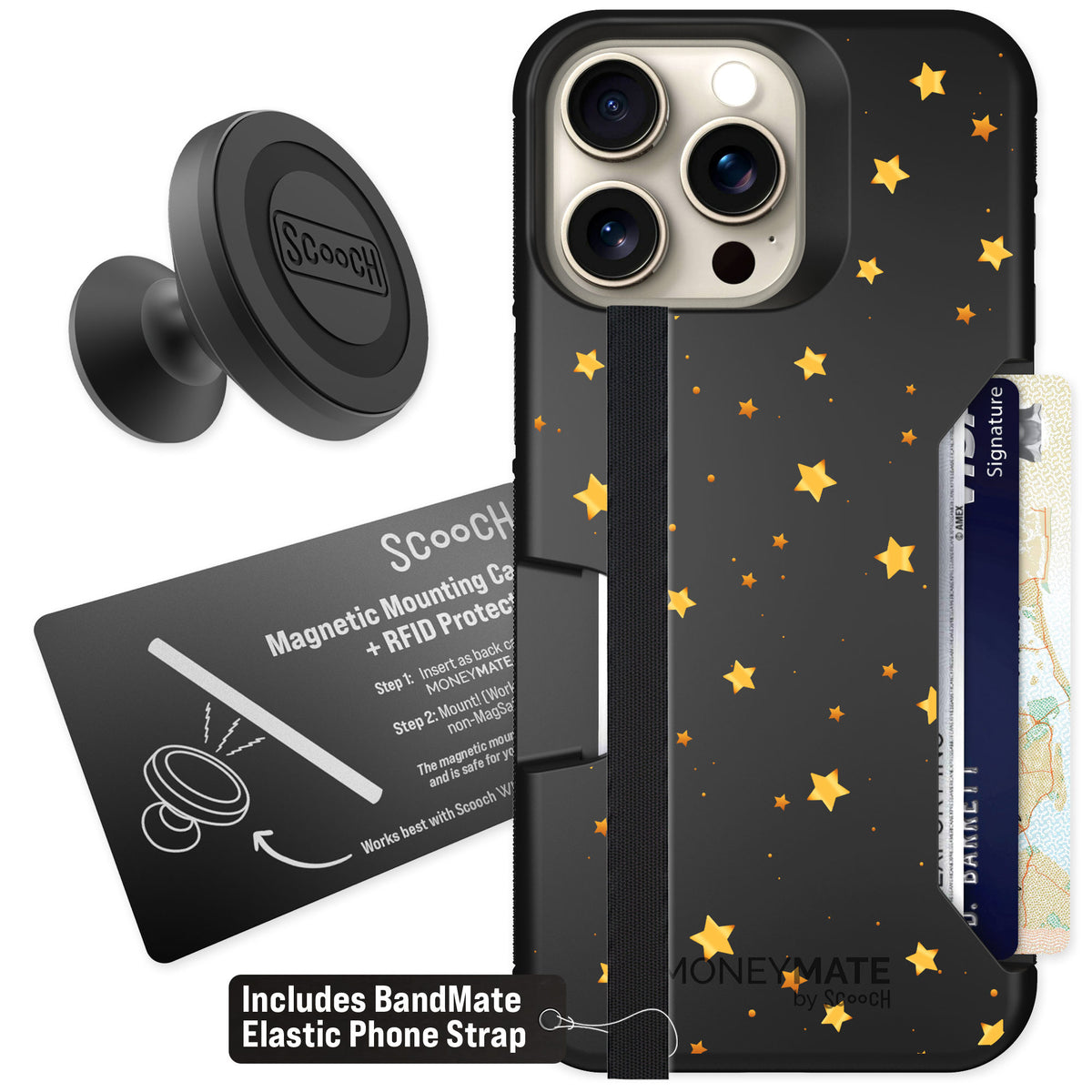 Scooch Moneymate Gold Stars for iPhone 15 Pro Max β Starter Bundle