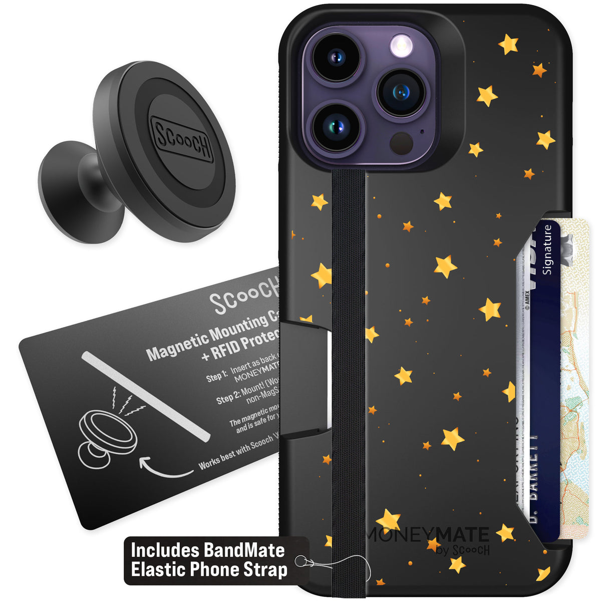 Scooch Moneymate Gold Stars for iPhone 14 Pro Max β Starter Bundle