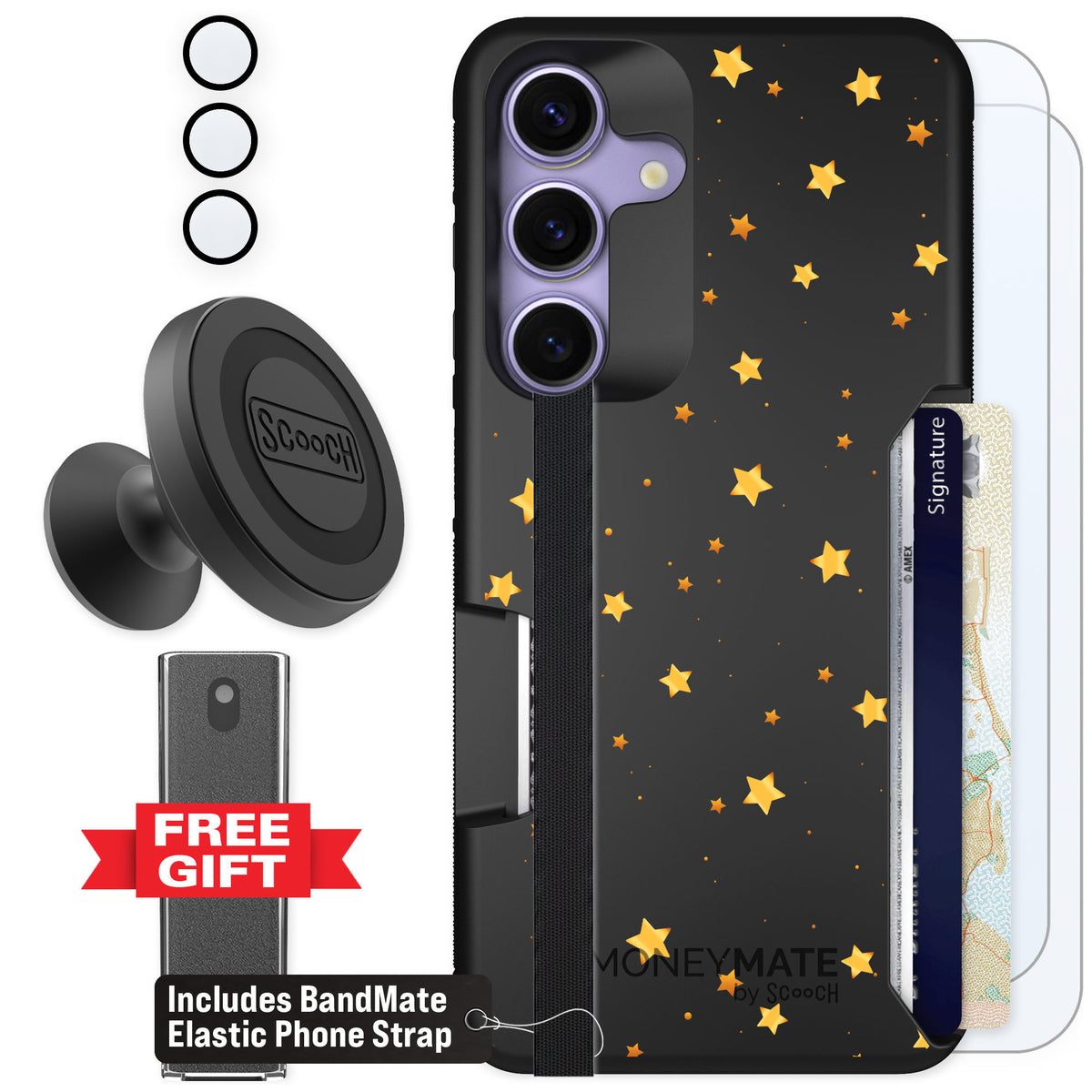 Scooch Moneymate Gold Stars for Galaxy S25 β Defender Bundle