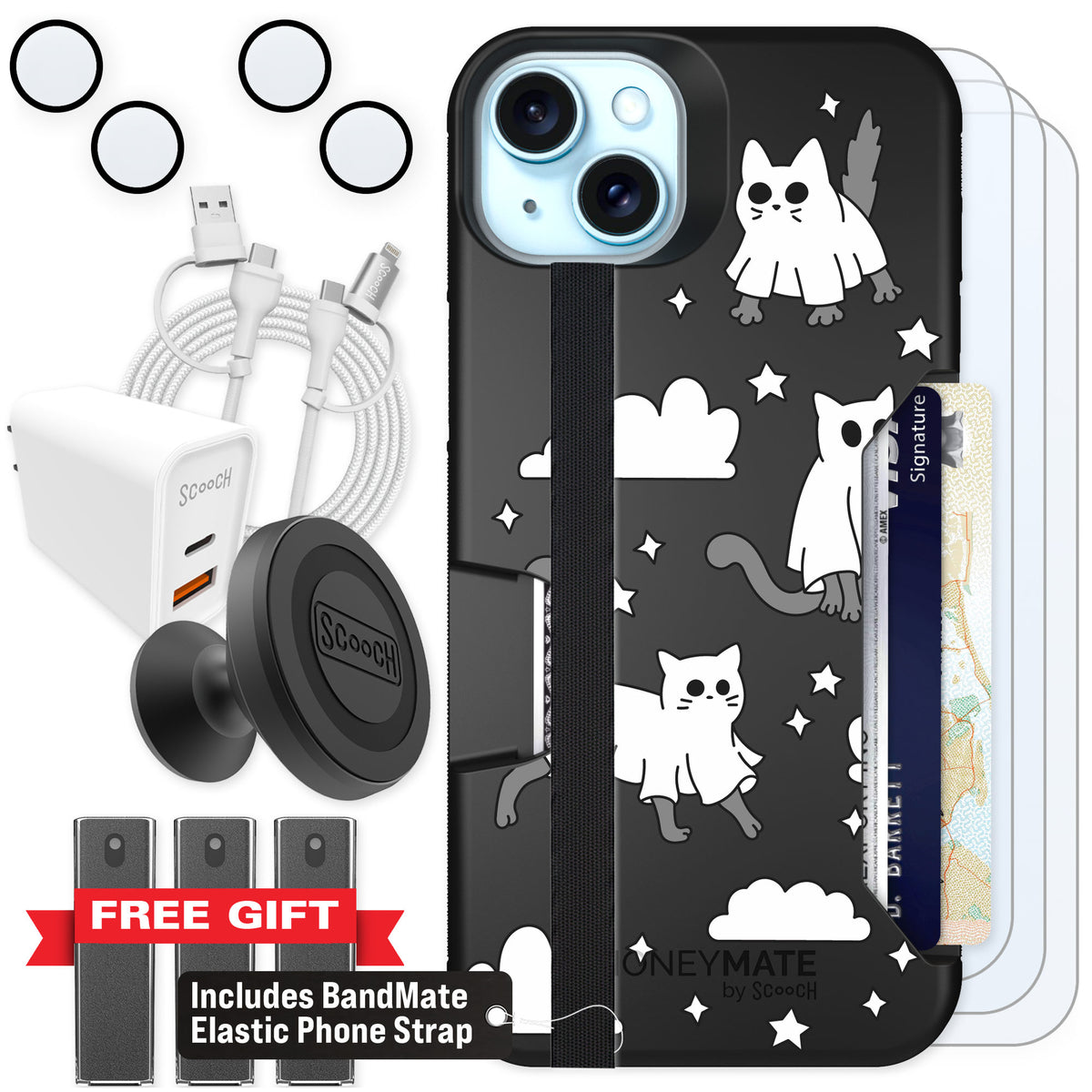Scooch Moneymate Scaredy Cats for iPhone 15 Plus β Ultimate Bundle