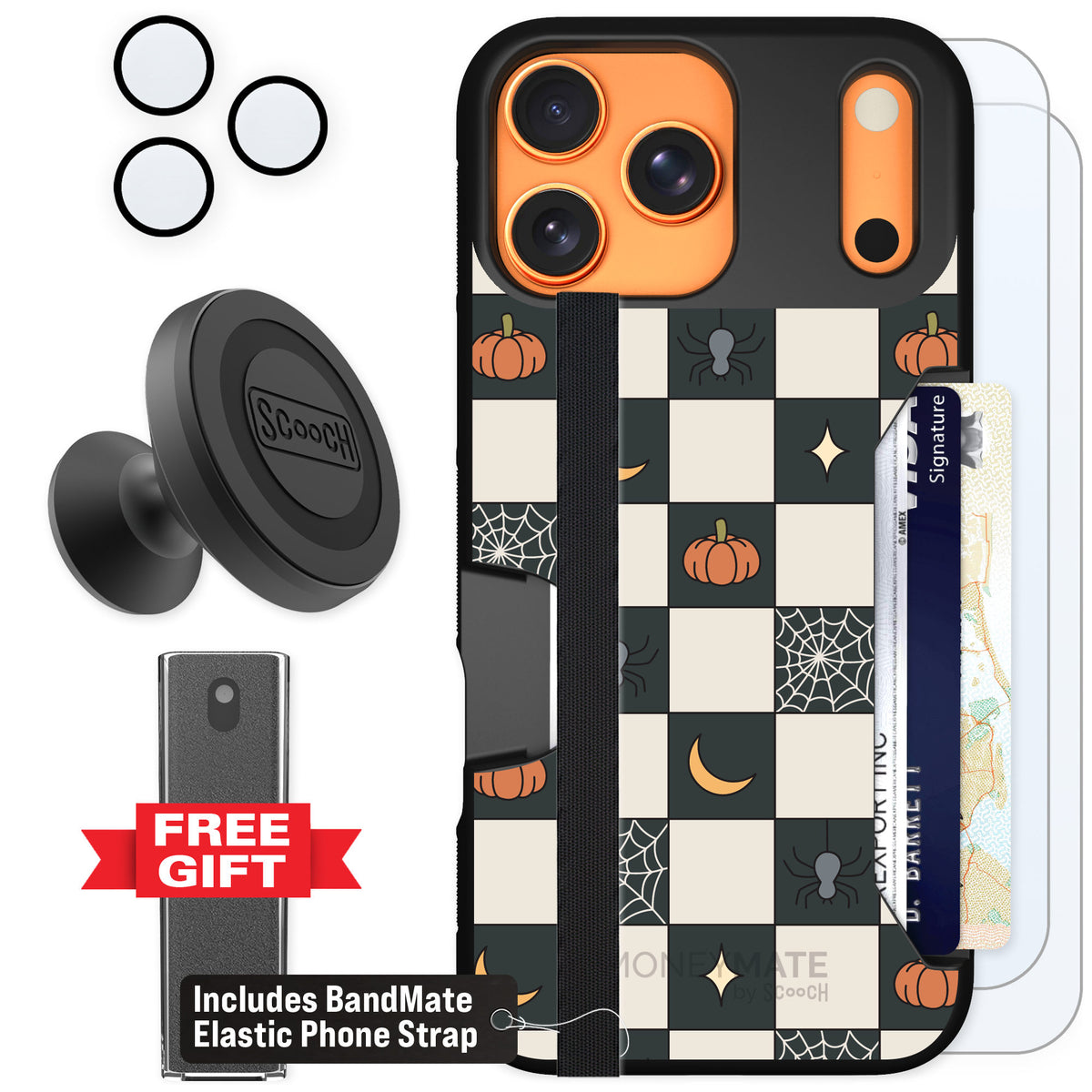 Scooch Moneymate Spooky Squares for iPhone 17 Pro Max β Defender Bundle