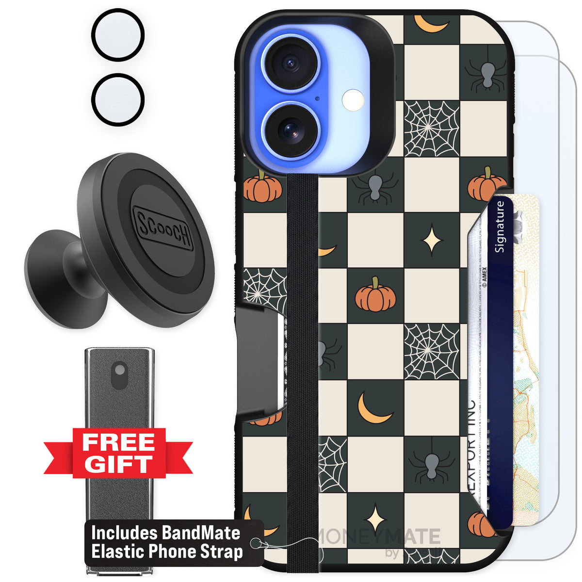 Scooch Moneymate Spooky Squares for iPhone 16 β Defender Bundle