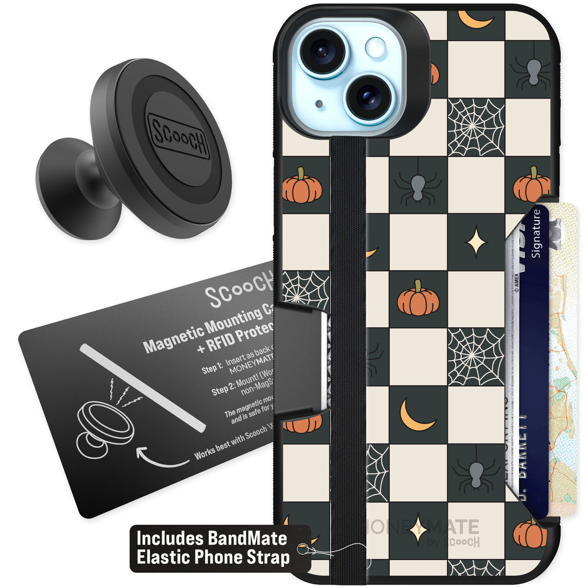 Scooch Moneymate Spooky Squares for iPhone 14 Plus β Starter Bundle