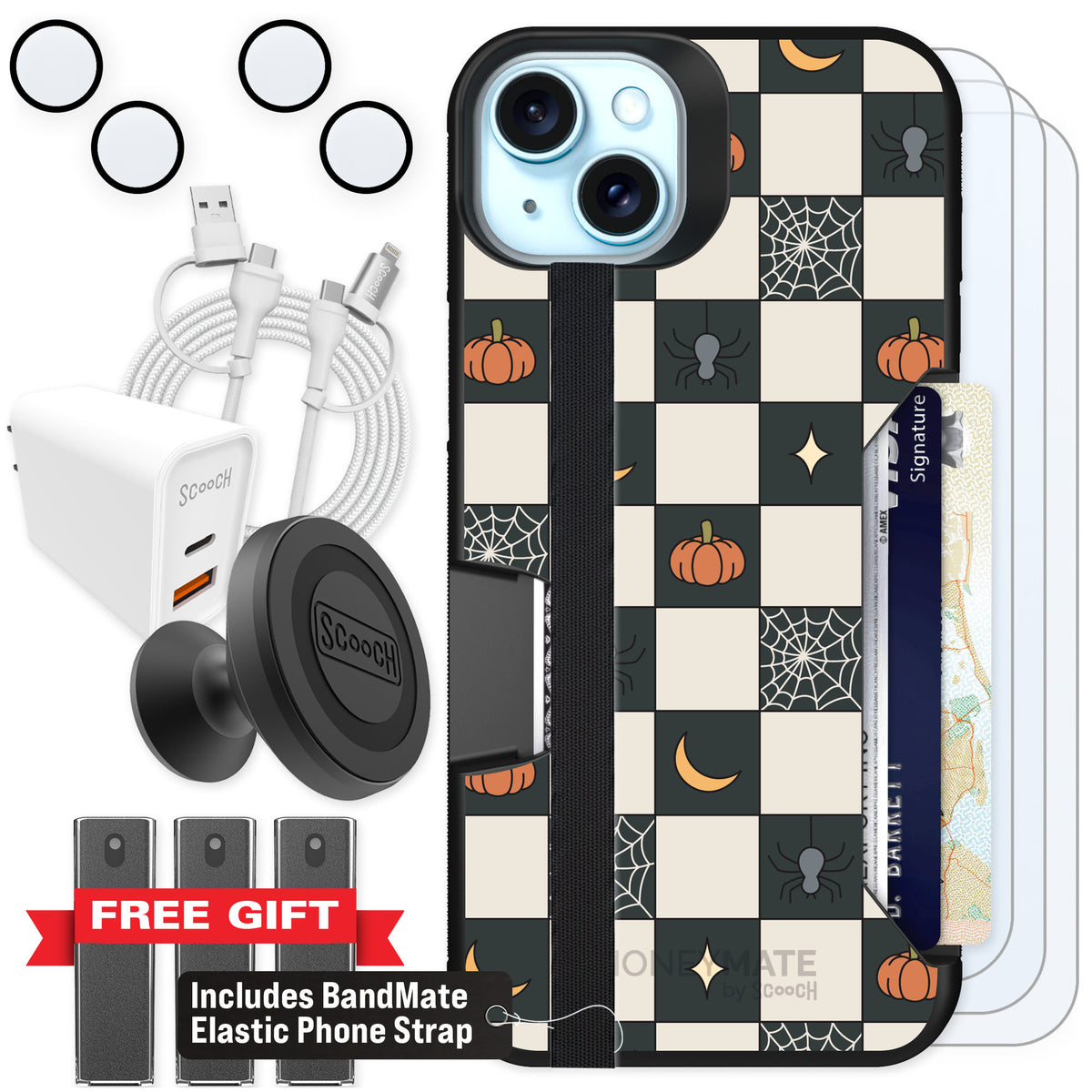 Scooch Moneymate Spooky Squares for iPhone 14 Plus β Ultimate Bundle
