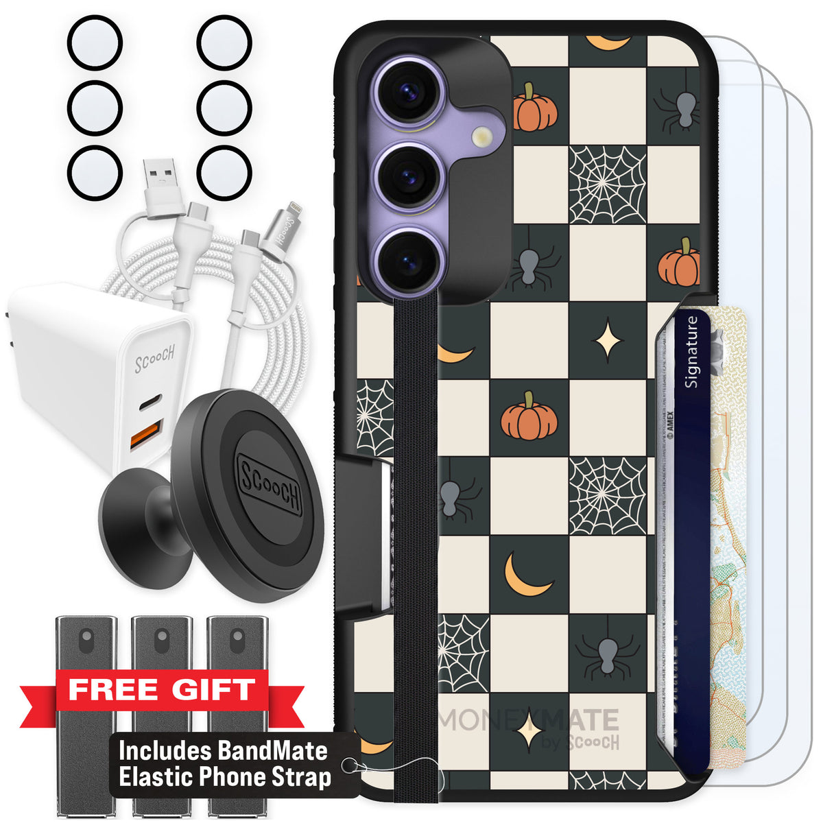 Scooch Moneymate Spooky Squares for Galaxy S25 β Ultimate Bundle