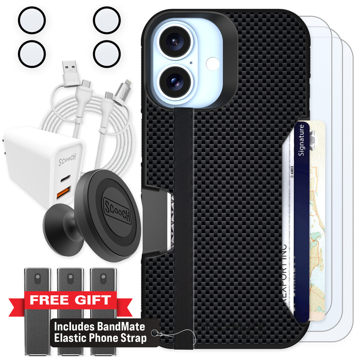 Scooch Moneymate Carbon Fiber for iPhone 16 β Ultimate Bundle