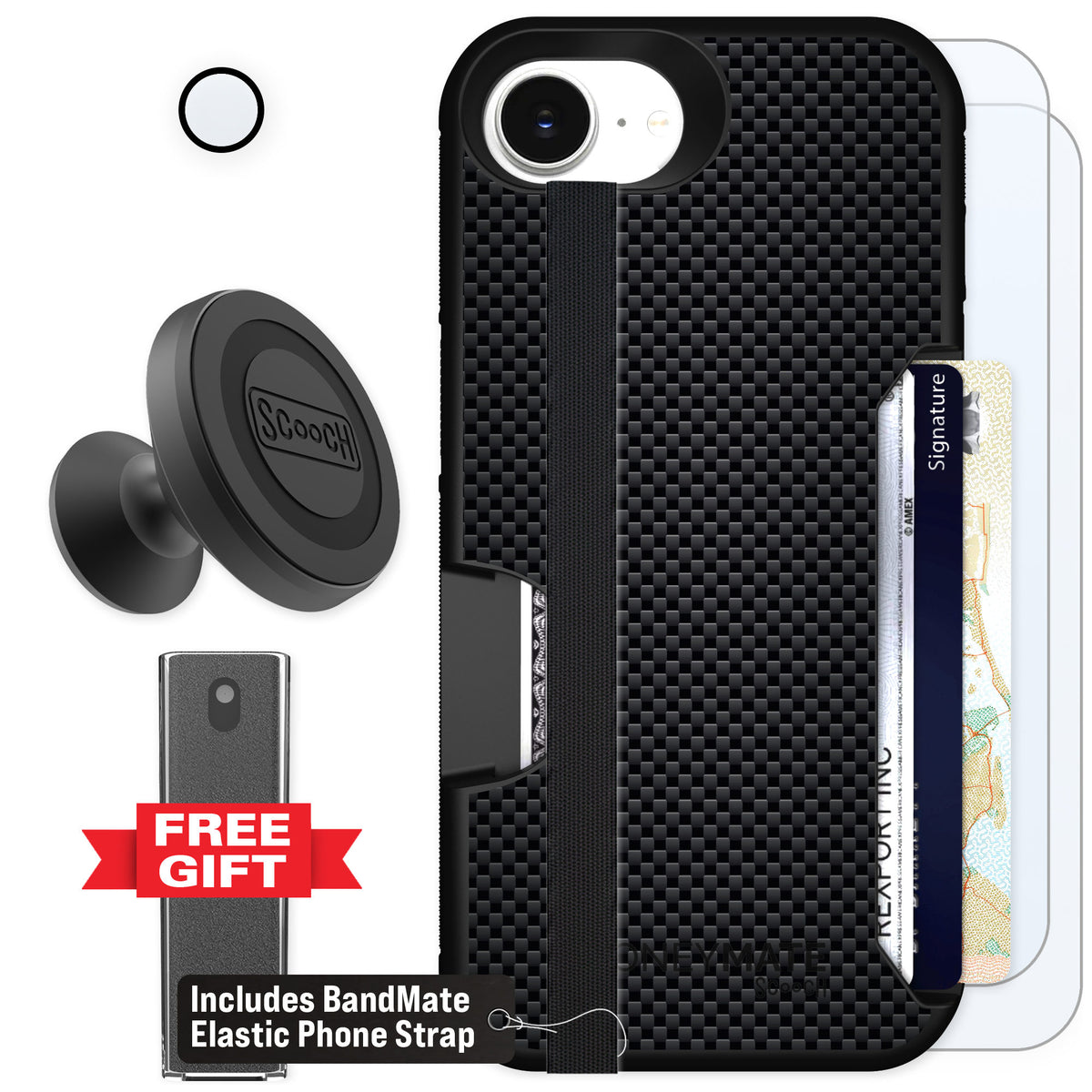 Scooch Moneymate Carbon Fiber for iPhone 16e β Defender Bundle
