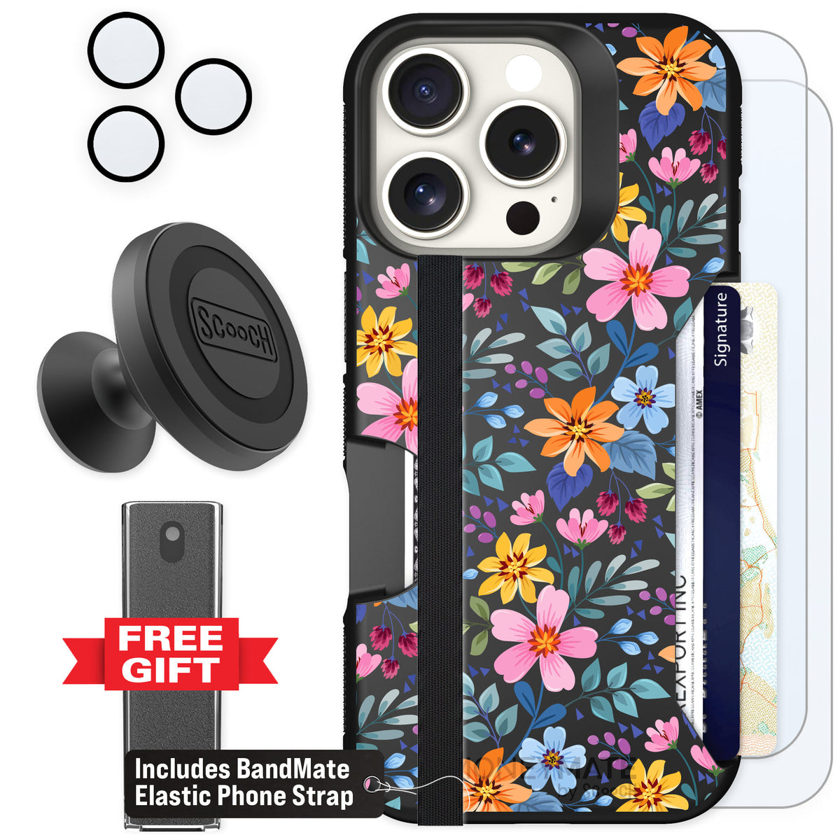 Scooch Moneymate Full Bloom for iPhone 16 Pro — Defender Bundle
