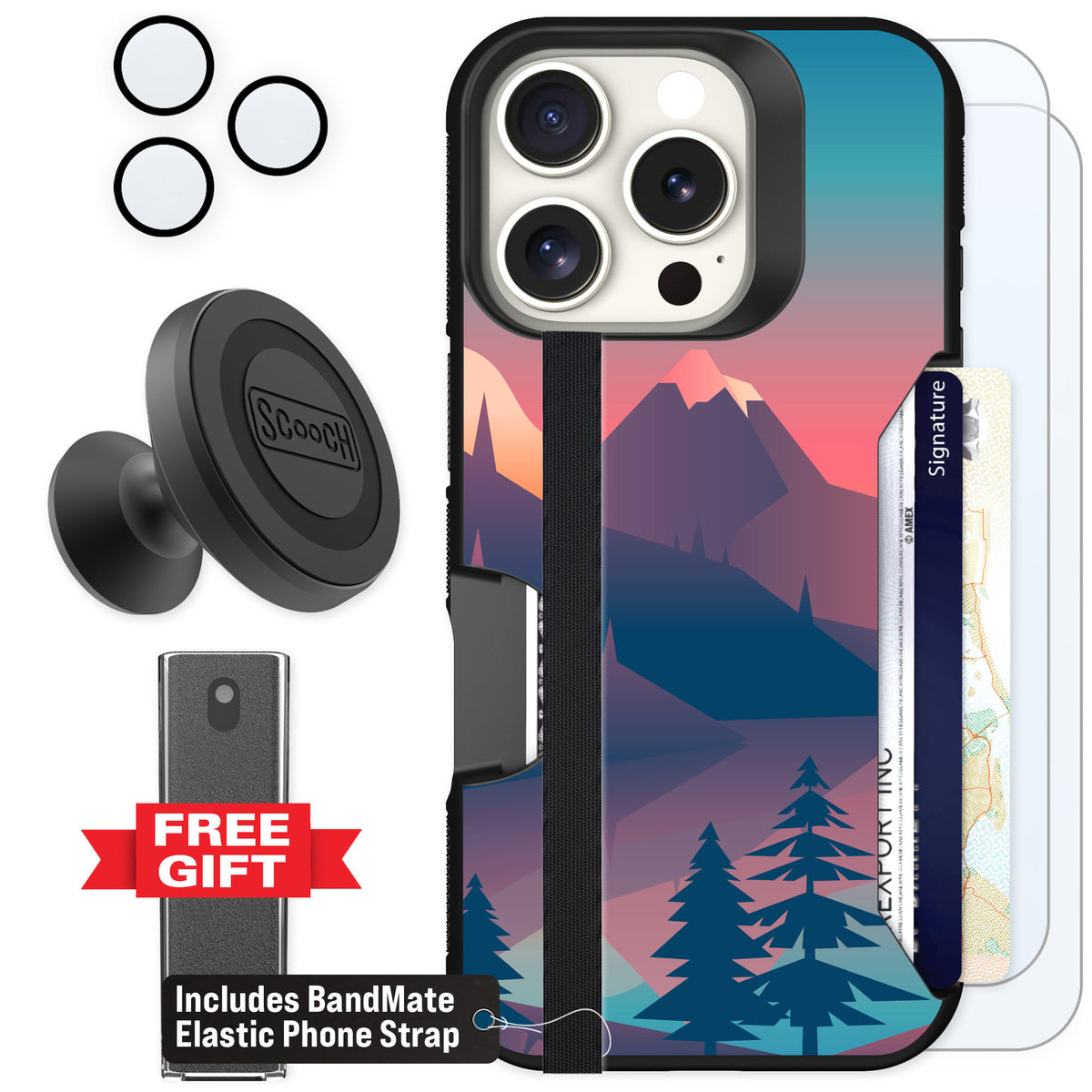 Scooch Moneymate Mountain Range for iPhone 16 Pro — Defender Bundle