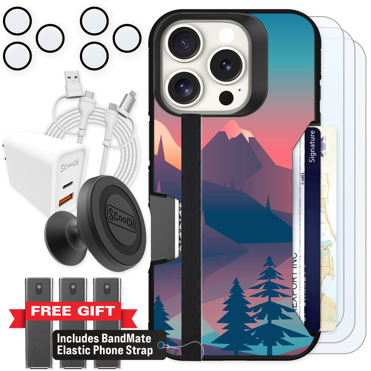 Scooch Moneymate Mountain Range for iPhone 16 Pro — Ultimate Bundle