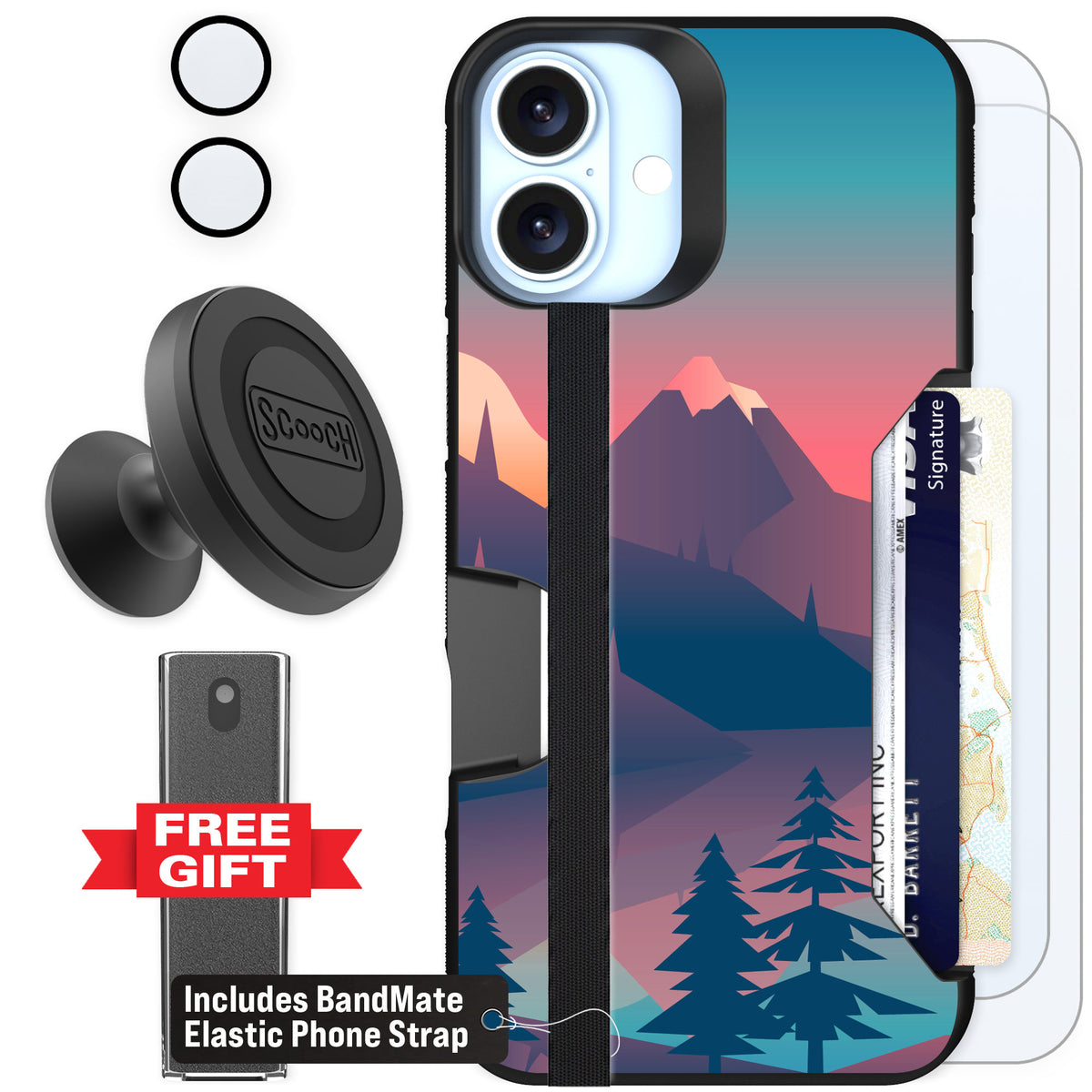 Scooch Moneymate Mountain Range for iPhone 16 Plus — Defender Bundle