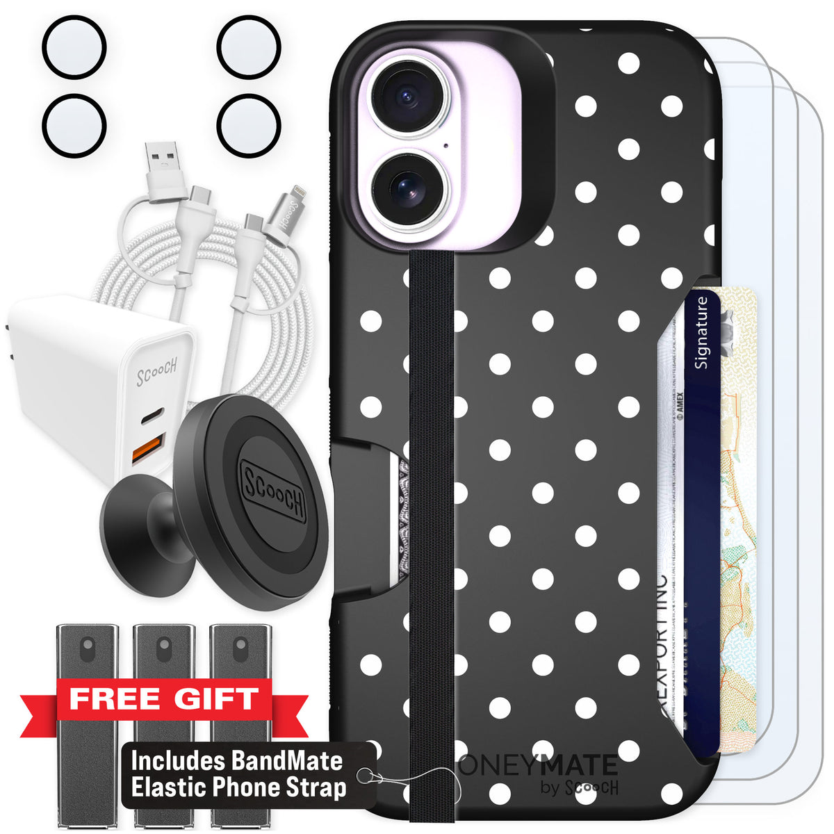 Scooch Moneymate Polka Dots for iPhone 17 β Ultimate Bundle