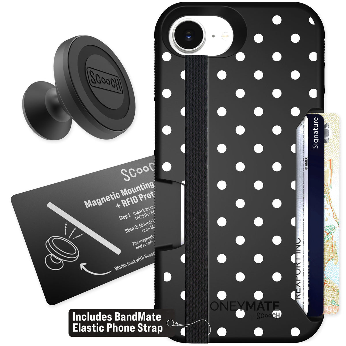 Scooch Moneymate Polka Dots for iPhone 17e β Starter Bundle