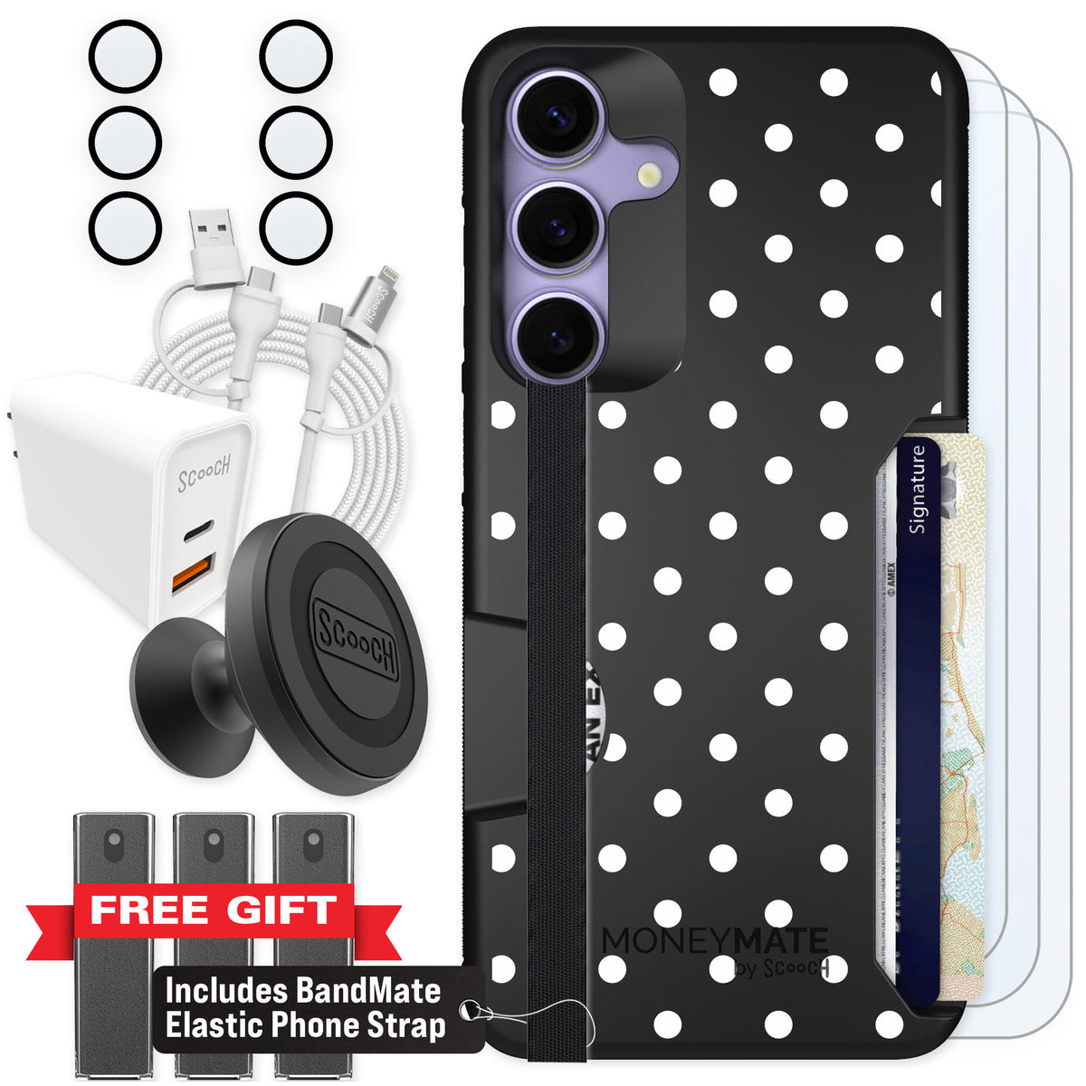 Scooch Moneymate Polka Dots for Galaxy S25+ β Ultimate Bundle