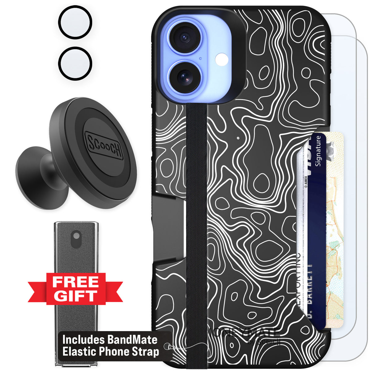 Scooch Moneymate Topography for iPhone 16 Plus β Defender Bundle