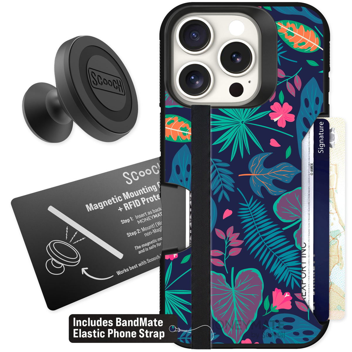Scooch Moneymate Tropical Leaves for iPhone 16 Pro β Starter Bundle