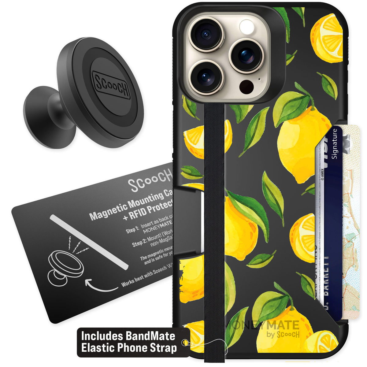 Scooch Moneymate Amalfi Lemons for iPhone 15 Pro Max — Starter Bundle