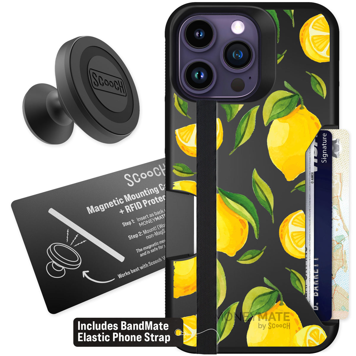 Scooch Moneymate Amalfi Lemons for iPhone 14 Pro Max — Starter Bundle