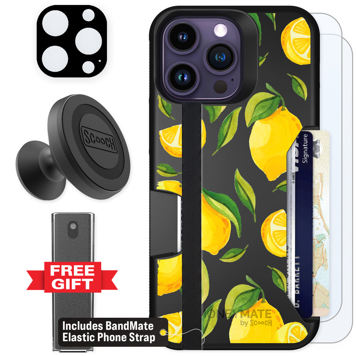 Scooch Moneymate Amalfi Lemons for iPhone 14 Pro Max — Defender Bundle