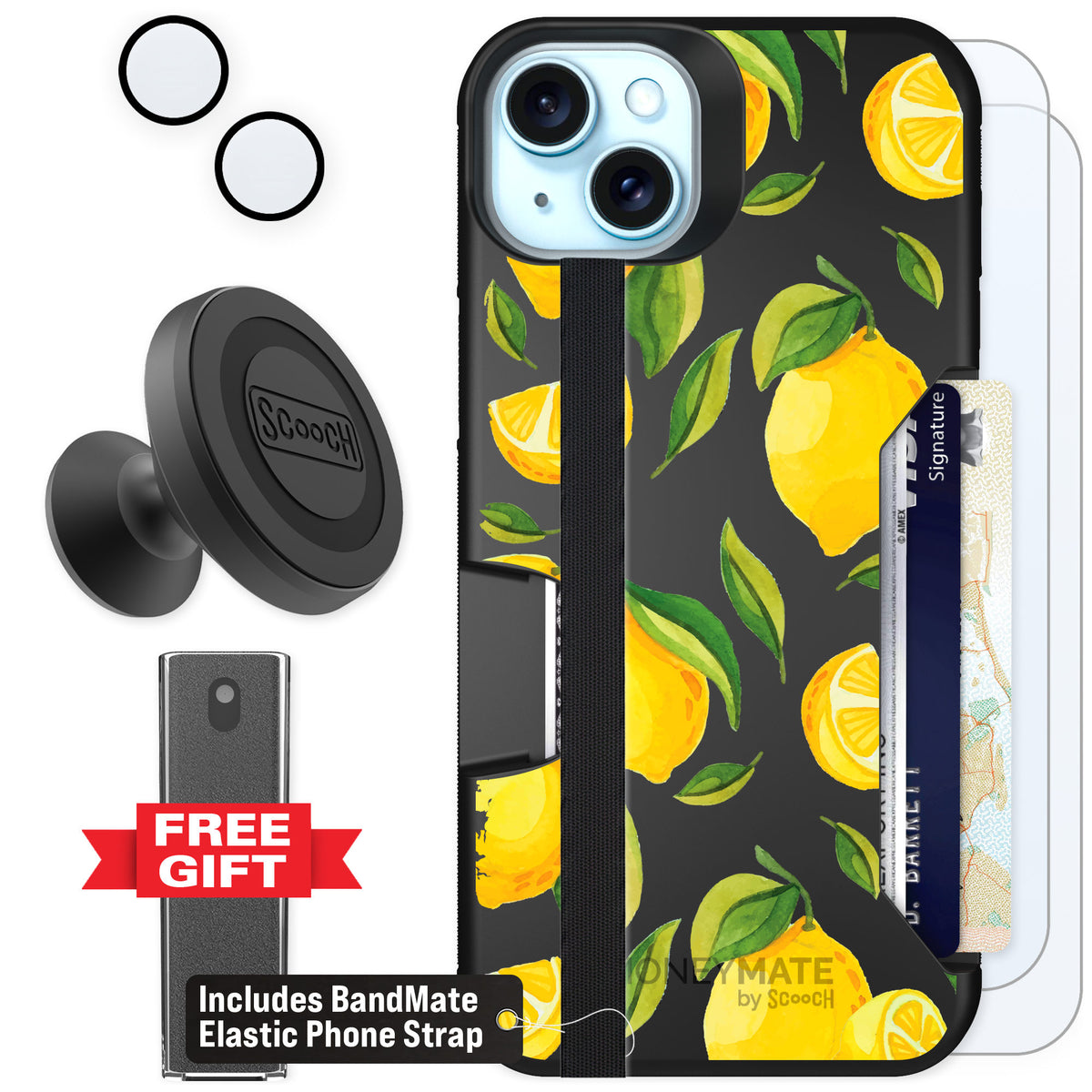 Scooch Moneymate Amalfi Lemons for iPhone 14 Plus — Defender Bundle