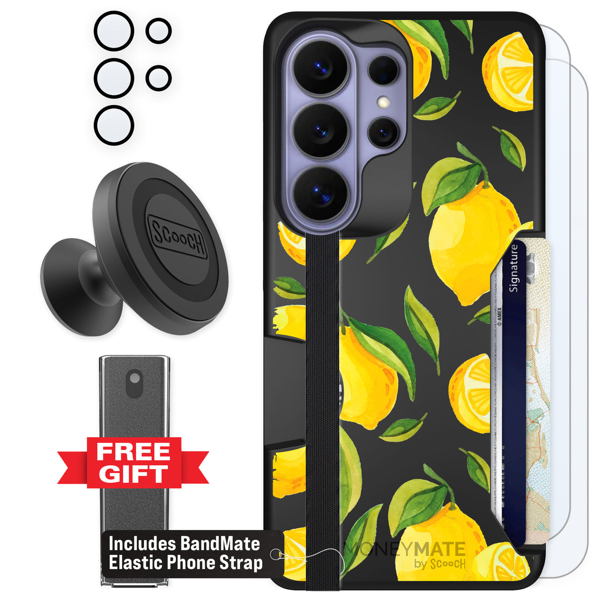 Scooch Moneymate Amalfi Lemons for Galaxy S26 Ultra — Defender Bundle