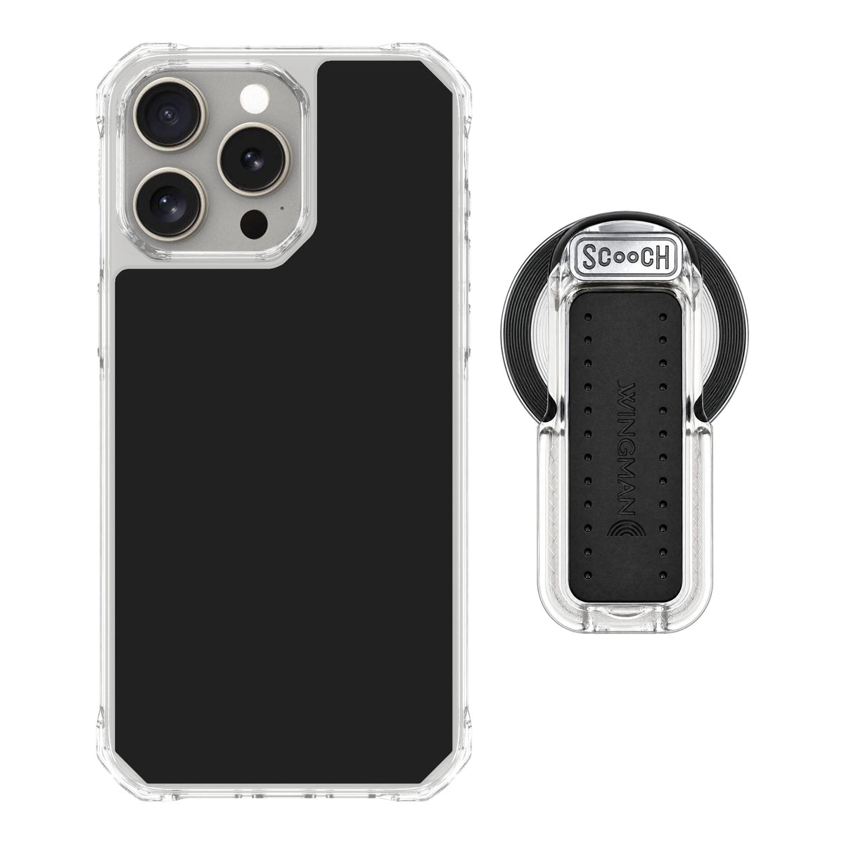 Scooch MagCase Black for iPhone 15 Pro Max — MagSafe Wingback Bundle - Clear