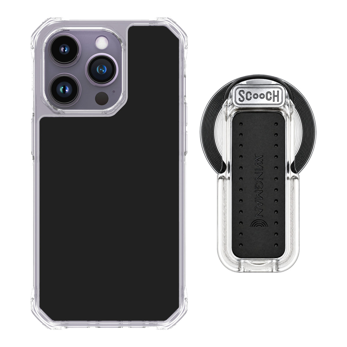 Scooch MagCase Black for iPhone 14 Pro — MagSafe Wingback Bundle - Clear