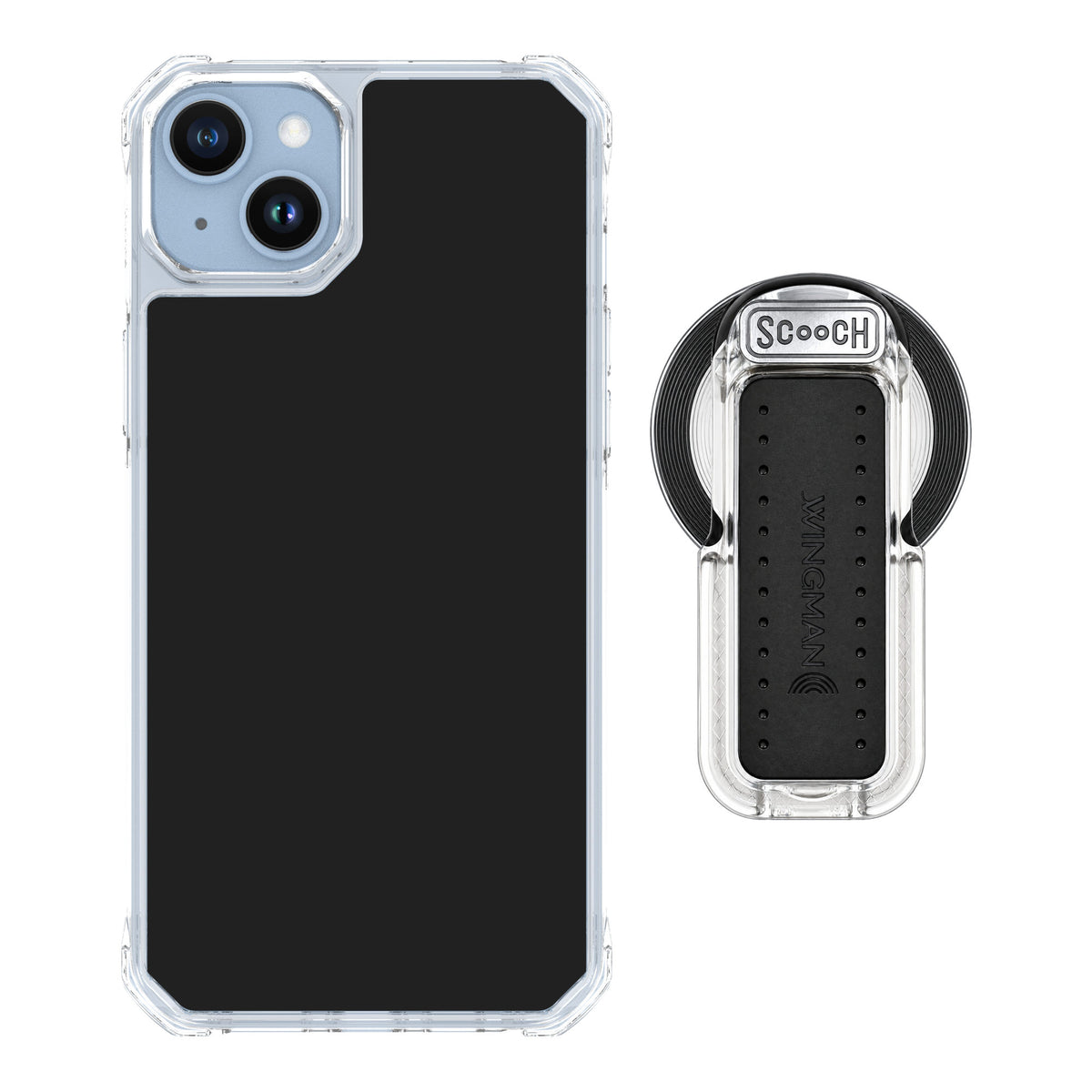 Scooch MagCase Black for iPhone 14 Plus — MagSafe Wingback Bundle - Clear