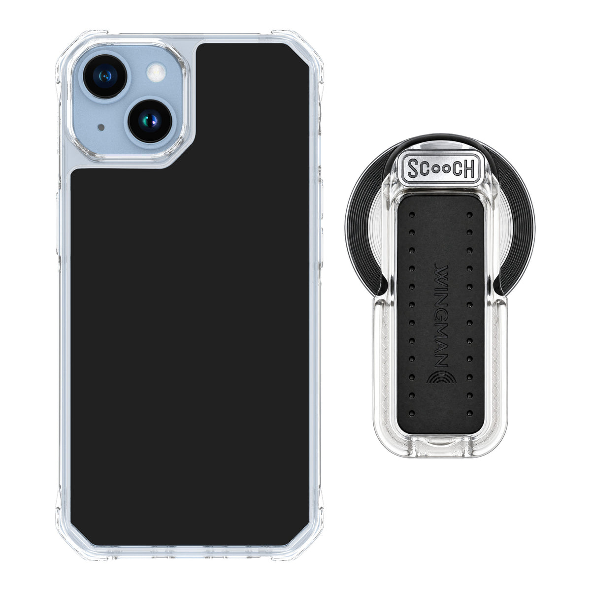Scooch MagCase Black for iPhone 14 — MagSafe Wingback Bundle - Clear