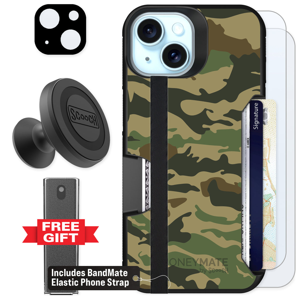 Scooch Moneymate Classic Camo for iPhone 13 — Defender Bundle