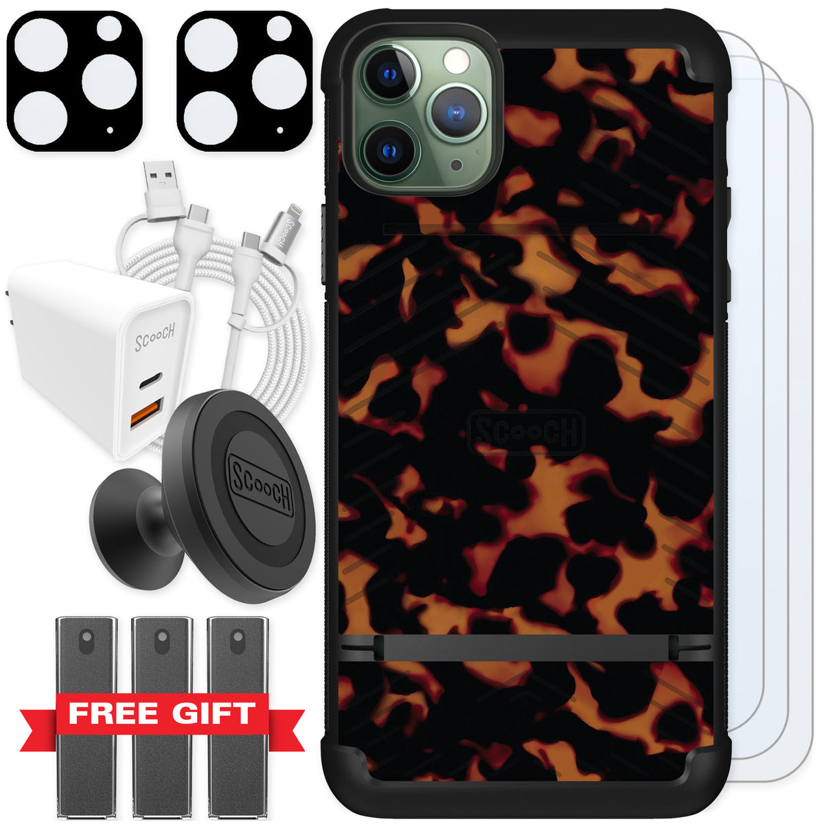 Scooch Wingmate Tortoise Shell for iPhone 11 Pro Max — Ultimate Bundle