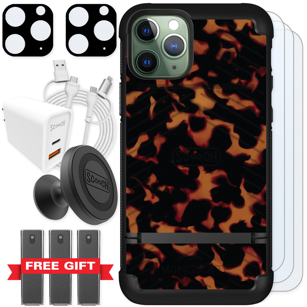 Scooch Wingmate Tortoise Shell for iPhone 11 Pro — Ultimate Bundle