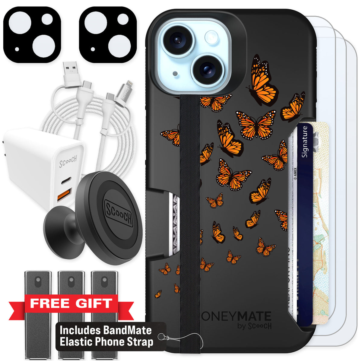 Scooch Moneymate Monarch Flight for iPhone 14 — Ultimate Bundle
