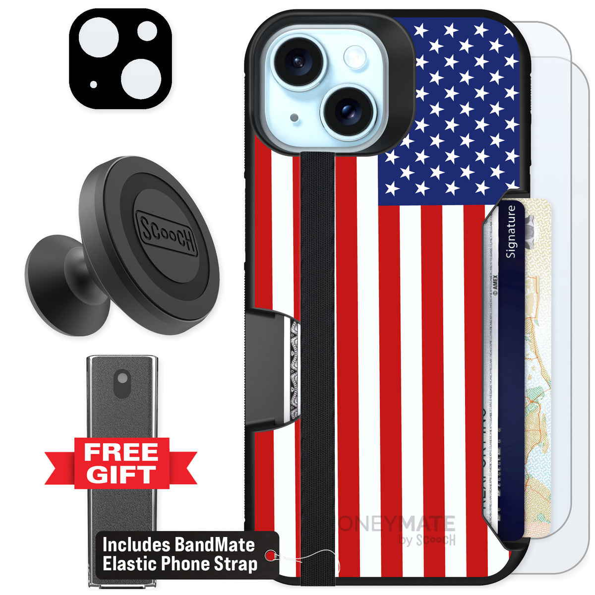 Scooch Moneymate Stars and Stripes for iPhone 13 — Defender Bundle