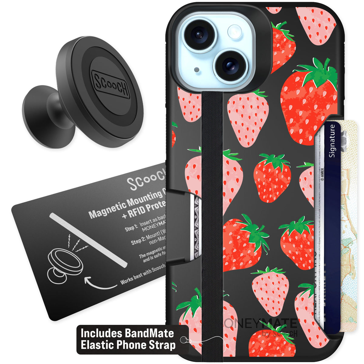 Scooch Moneymate Strawberry Fields for iPhone 14 — Starter Bundle