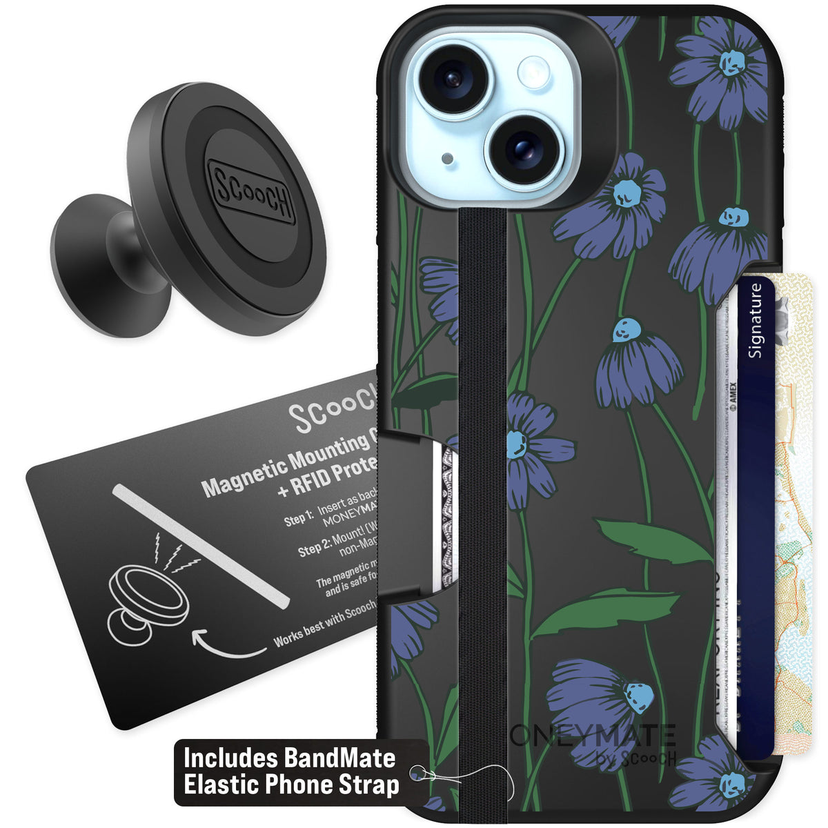 Scooch Moneymate Violet Daisy for iPhone 14 — Starter Bundle