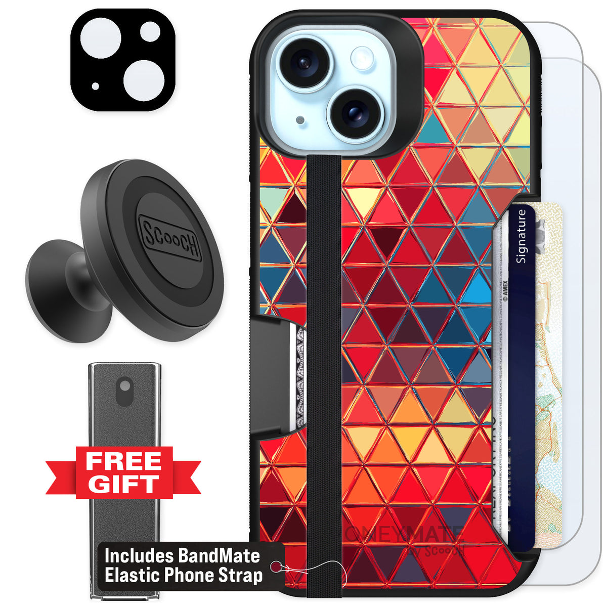 Scooch Moneymate Festive Glass for iPhone 14 β Defender Bundle