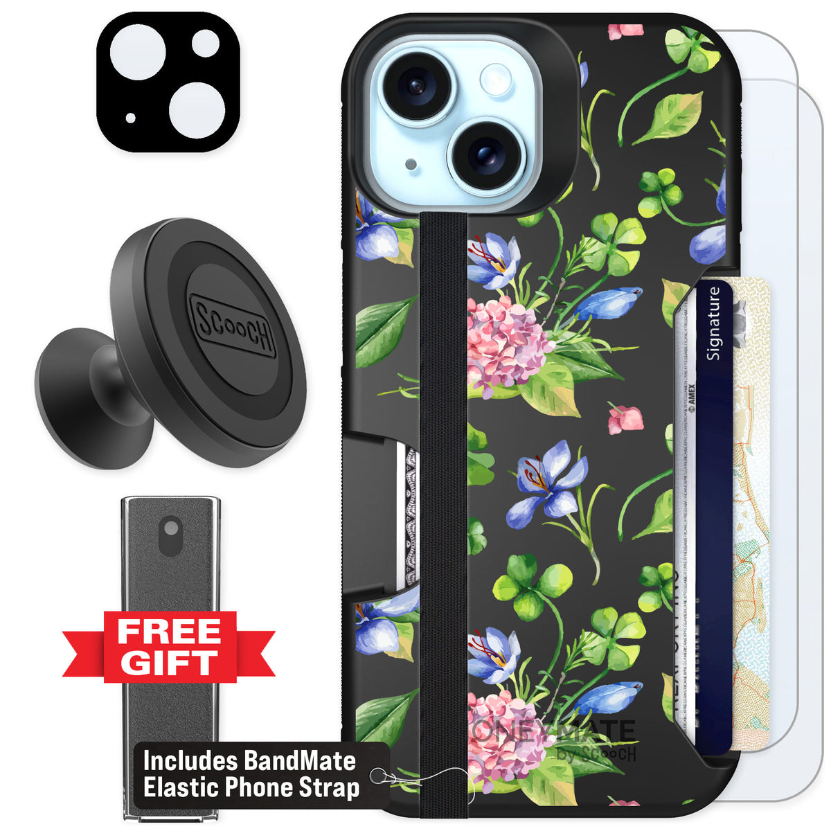Scooch Moneymate Lucky Hydrangea for iPhone 13 β Defender Bundle
