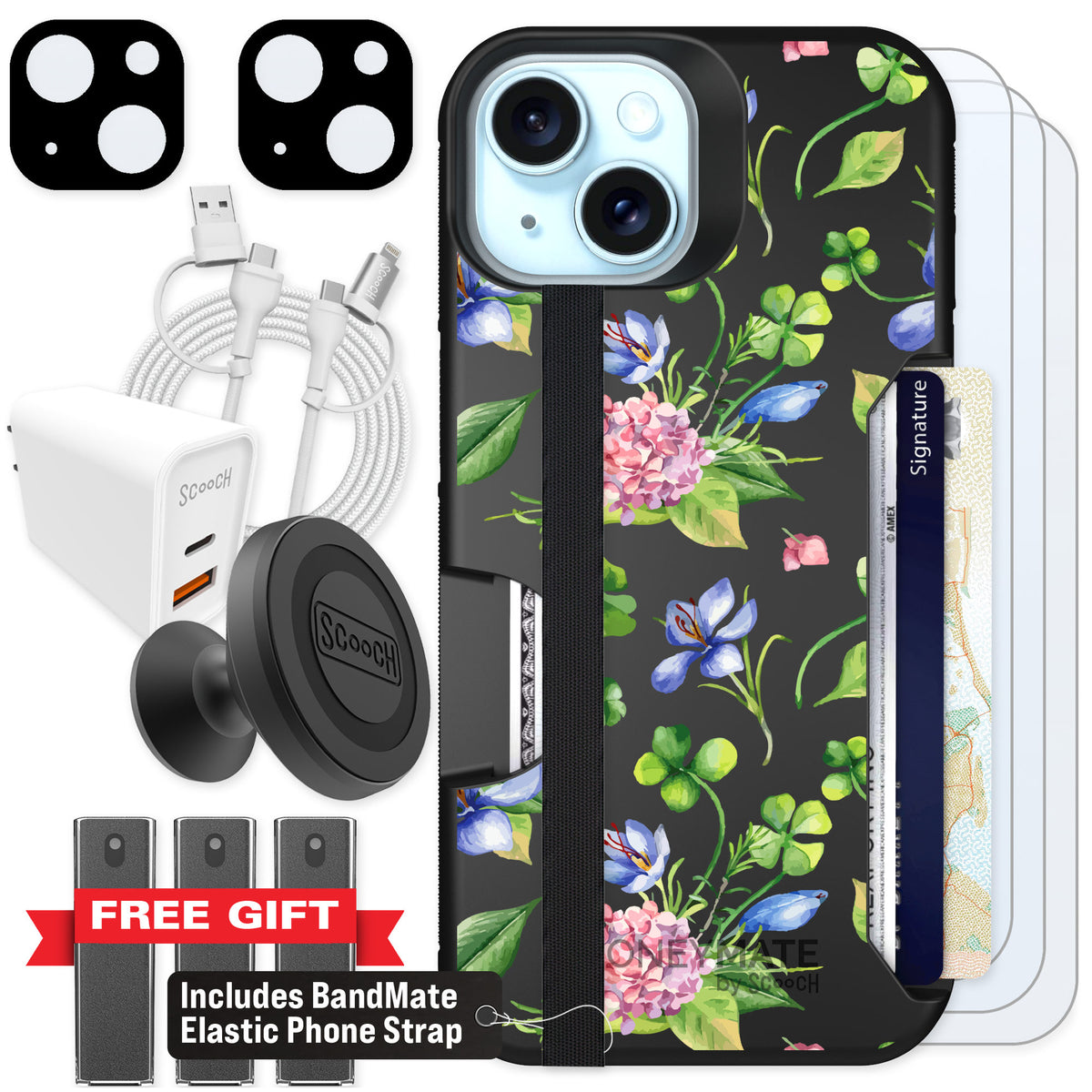 Scooch Moneymate Lucky Hydrangea for iPhone 13 β Ultimate Bundle