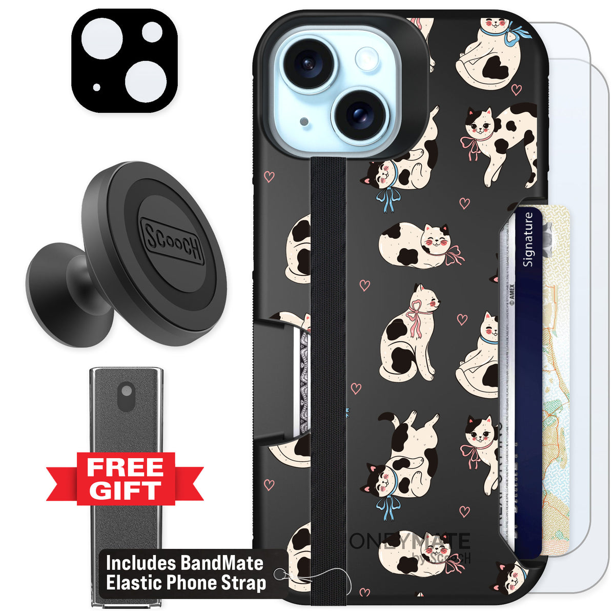 Scooch Moneymate Bow Kitties for iPhone 13 β Defender Bundle