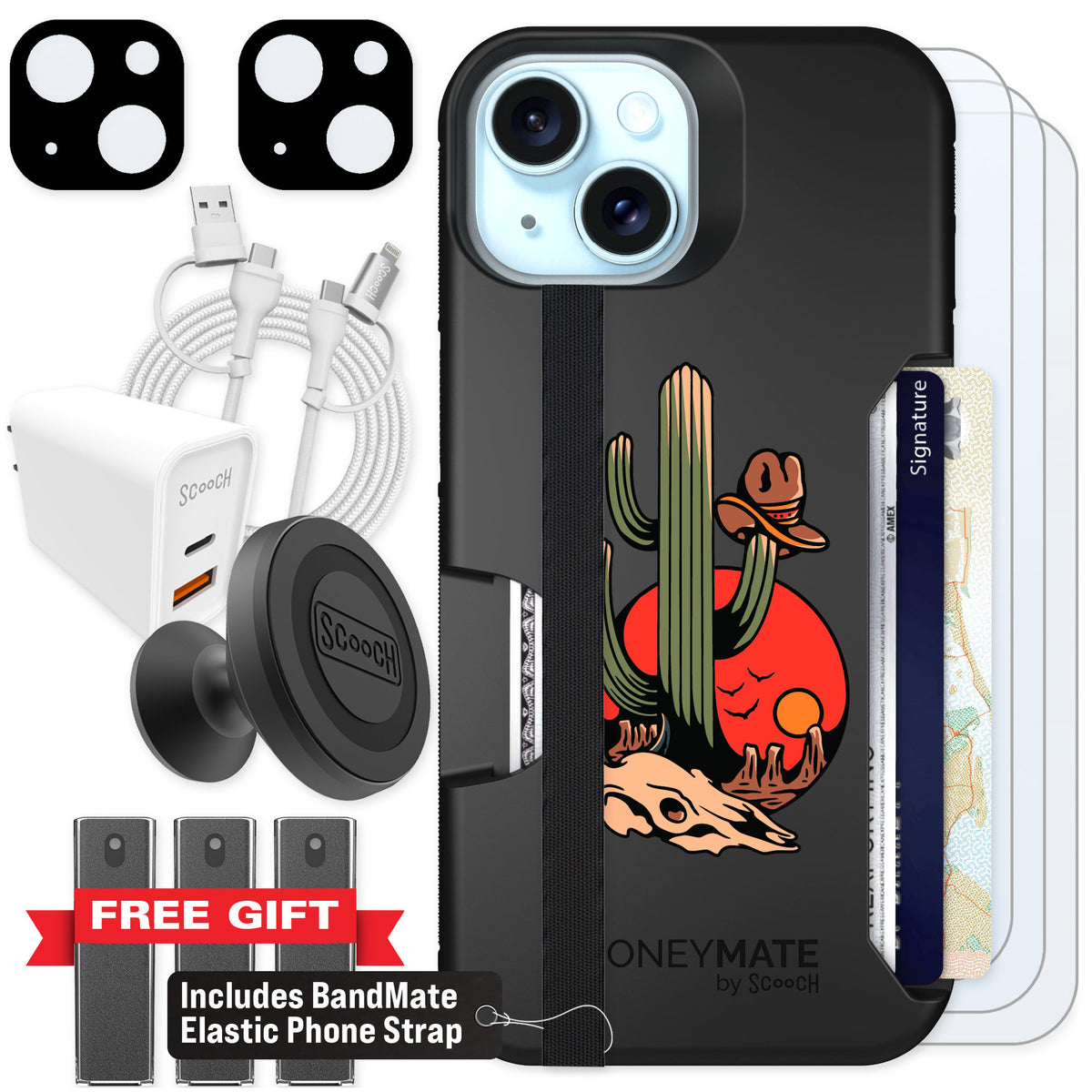 Scooch Moneymate Cactus Flash for iPhone 14 β Ultimate Bundle