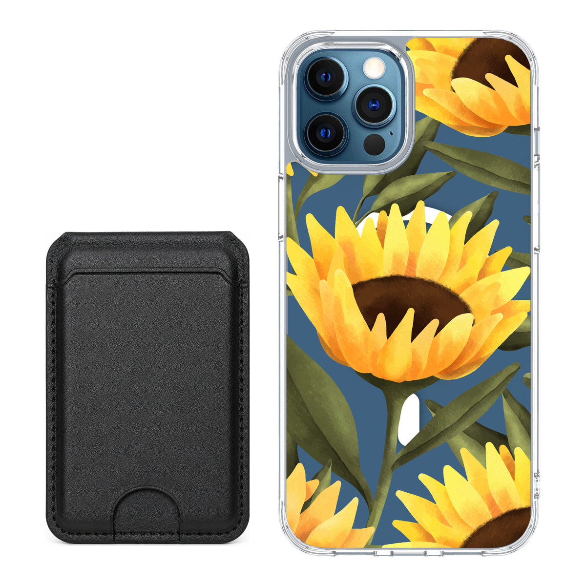 Scooch MagCase Blooming Sunflowers for iPhone 12 Pro Max — Black MagWallet Bundle