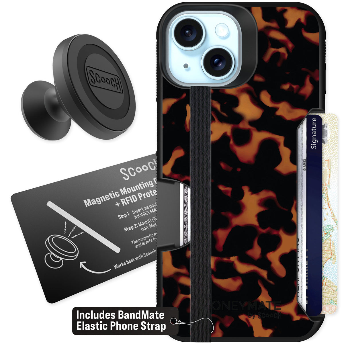 Scooch Moneymate Tortoise Shell for iPhone 14 β Starter Bundle