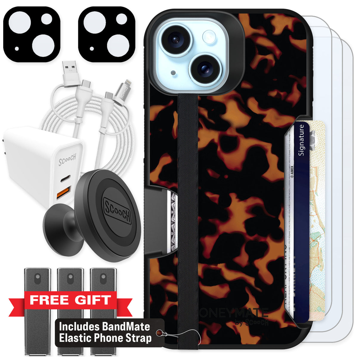 Scooch Moneymate Tortoise Shell for iPhone 13 β Ultimate Bundle