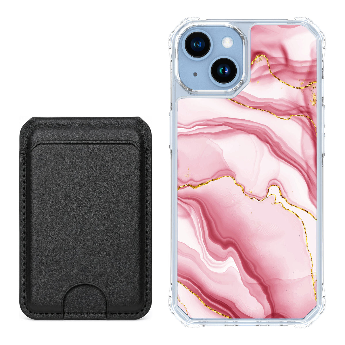 Scooch MagCase Blush Marble for iPhone 14 — Black MagWallet Bundle