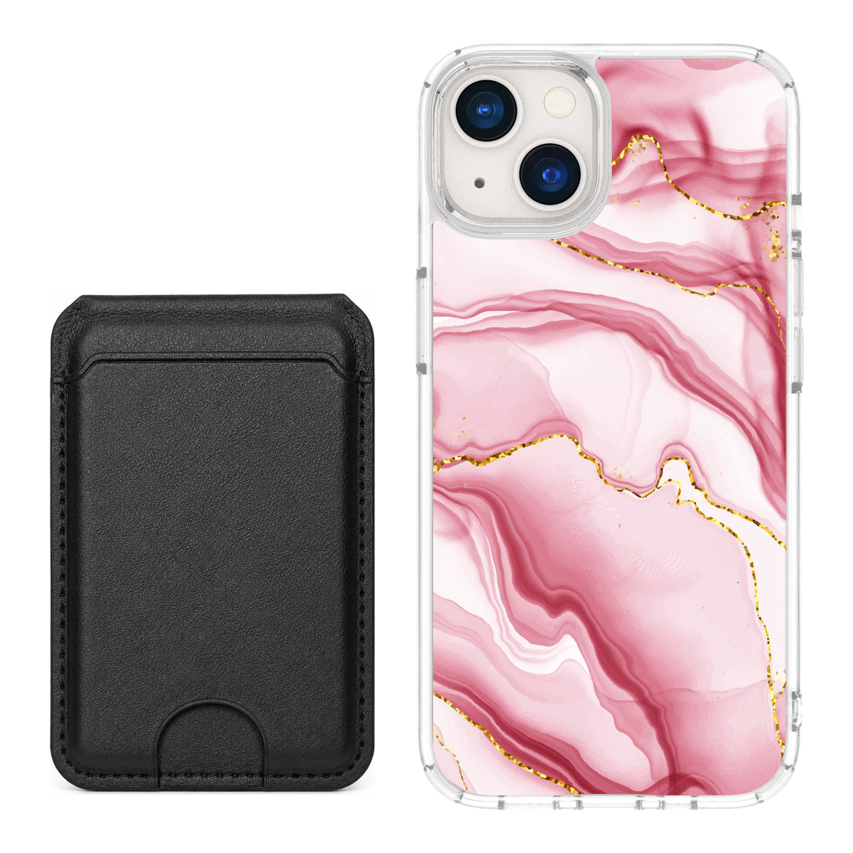 Scooch MagCase Blush Marble for iPhone 13 — Black MagWallet Bundle