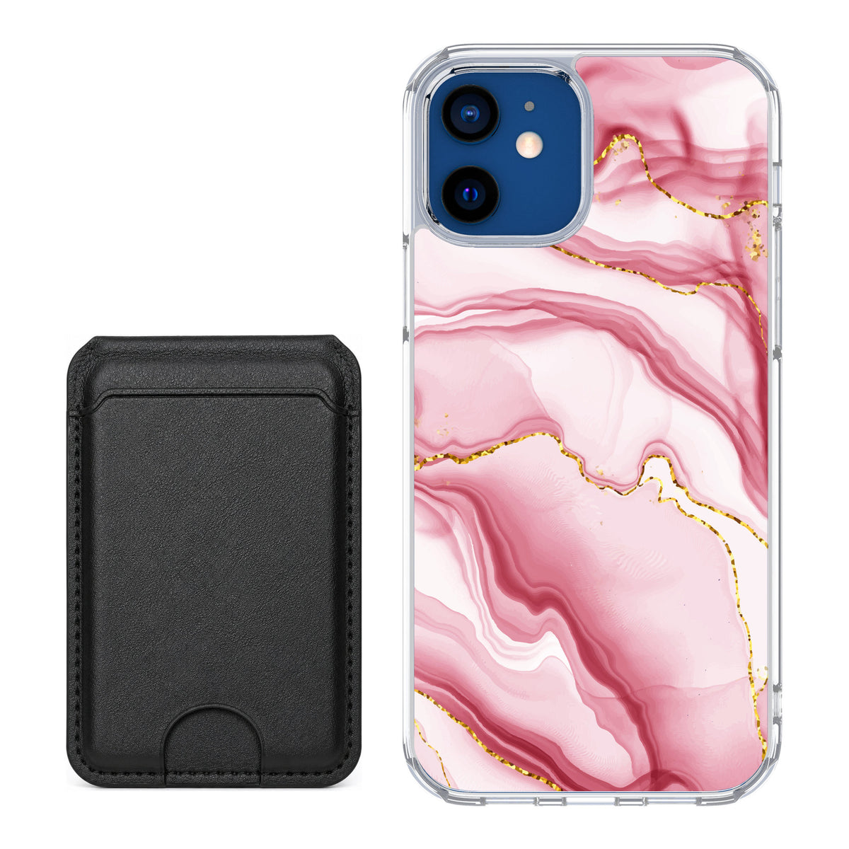 Scooch MagCase Blush Marble for iPhone 12 Pro — Black MagWallet Bundle