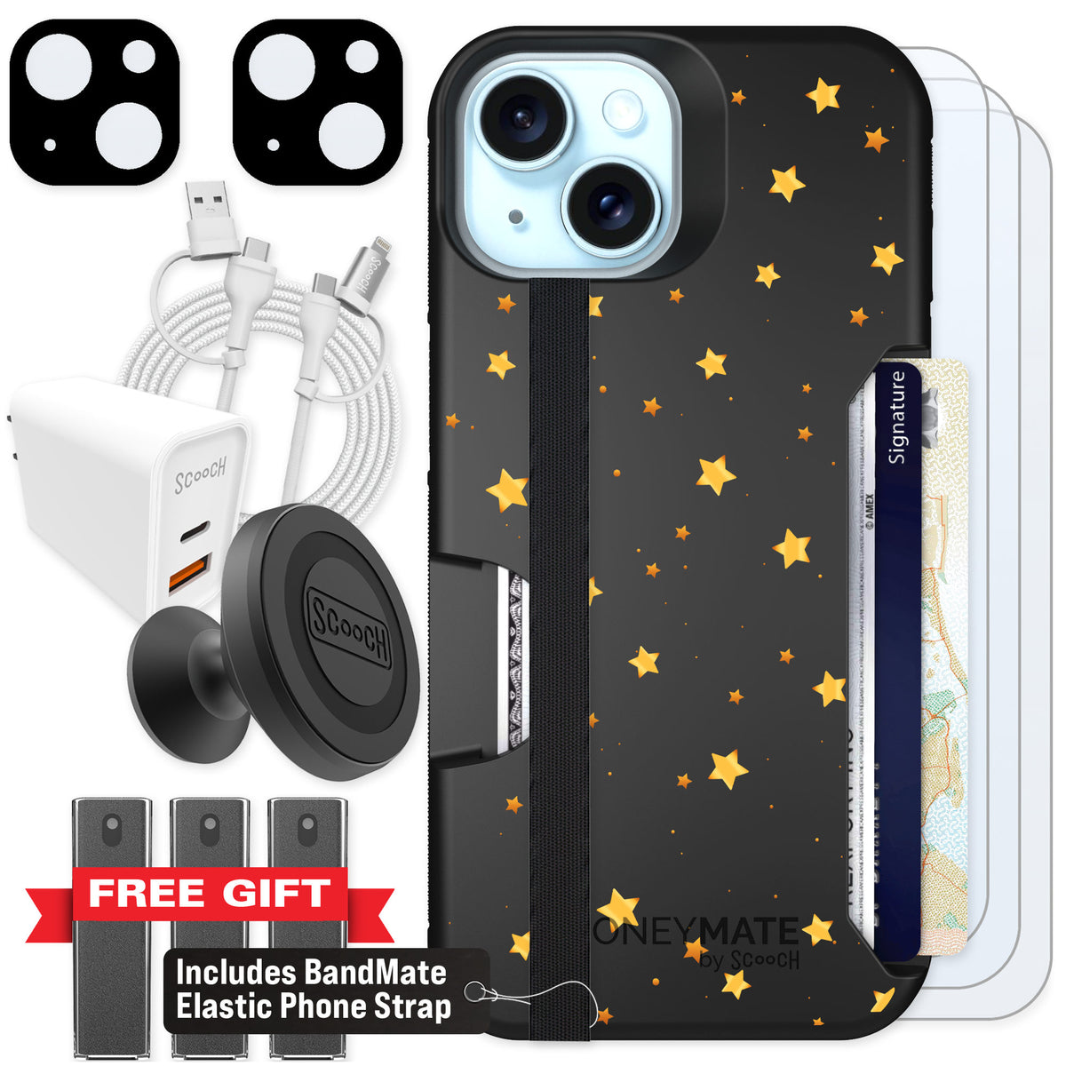 Scooch Moneymate Gold Stars for iPhone 14 β Ultimate Bundle