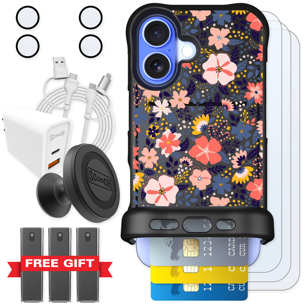 Scooch Wingmate Wildflowers for iPhone 16 — Ultimate Bundle