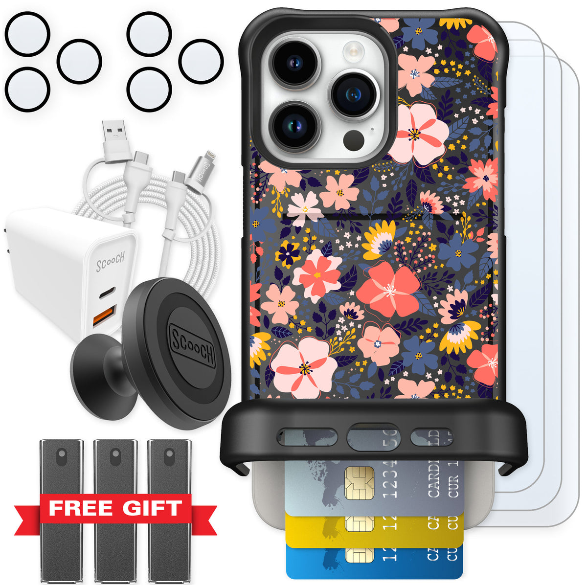 Scooch Wingmate Wildflowers for iPhone 15 Pro Max — Ultimate Bundle